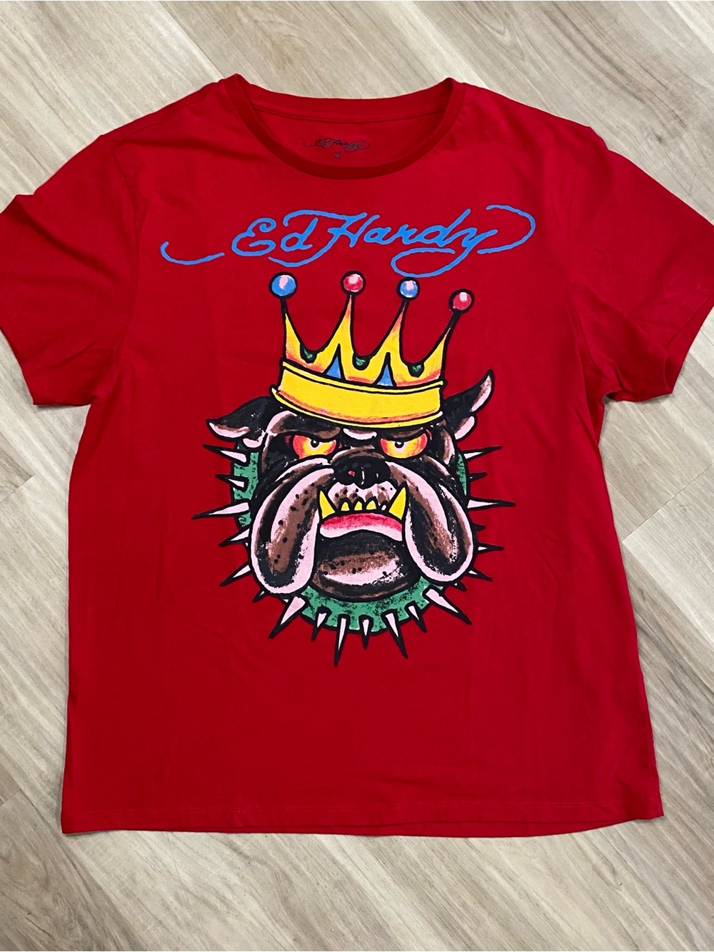 Ed Hardy mens Medium Red Bulldog Graphic Tee
